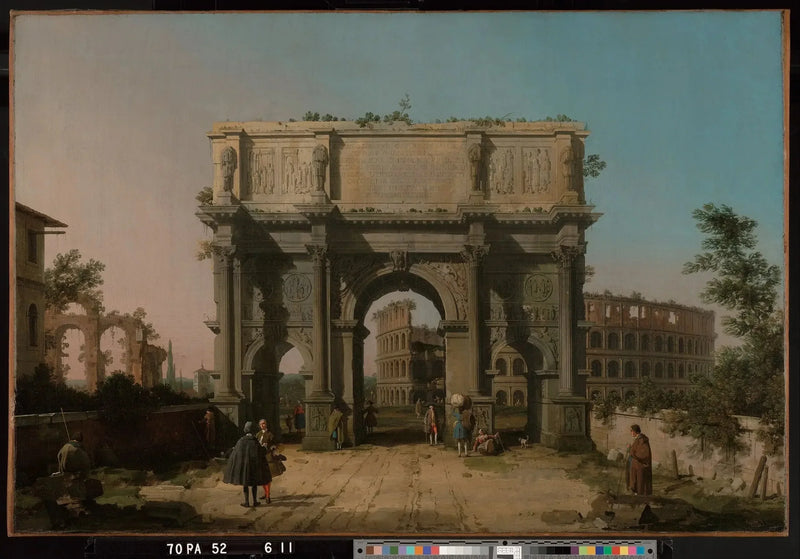 Vy av Konstantins båge med Colosseum - Canaletto