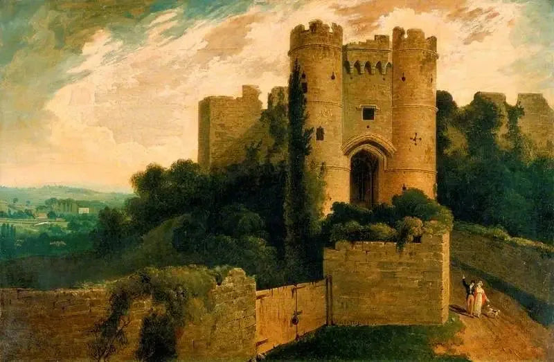 Utsikt över ingången till Carisbrooke slott, Wight-ön - John Martin