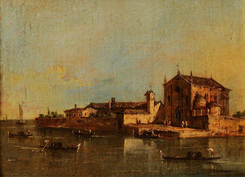 Vy av ön San Cristoforo, Venedig - Francesco Guardi