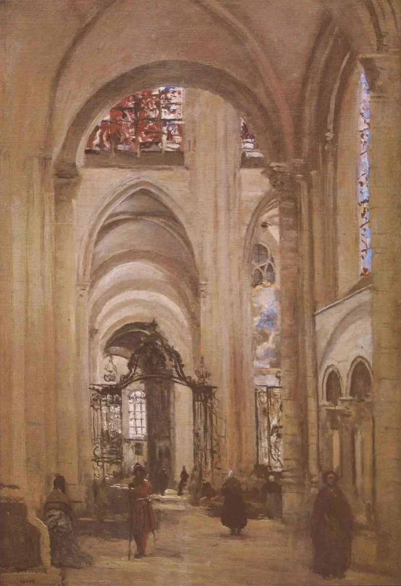 Utsikt från insidan av Sens katedral - Jean-Baptiste Camille Corot