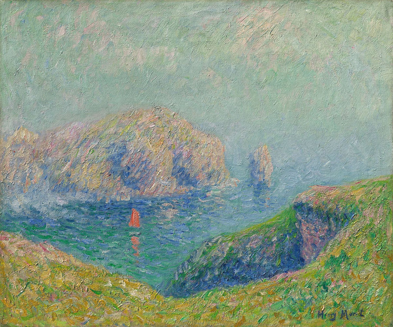 Vy av bukten med en segelbåt - Henry Moret
