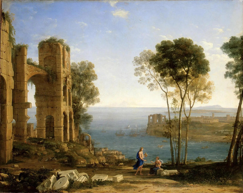 Utsikt över kusten med Apollon och Cumes sibyll - Claude Lorrain