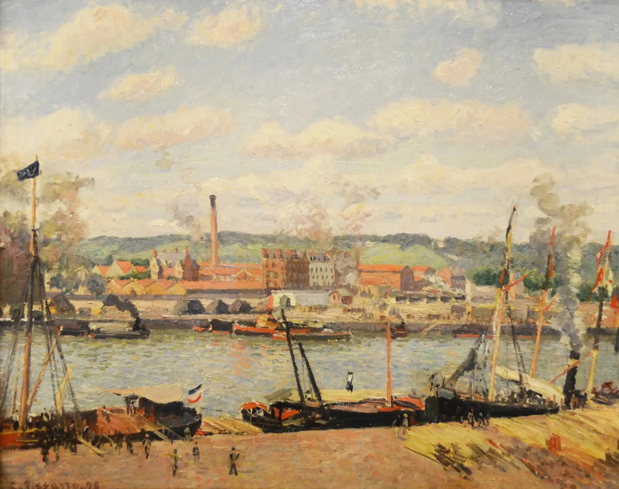 Utsikt över bomullsplantagen i Oissel, omgivningarna av Rouen - Camille Pissarro