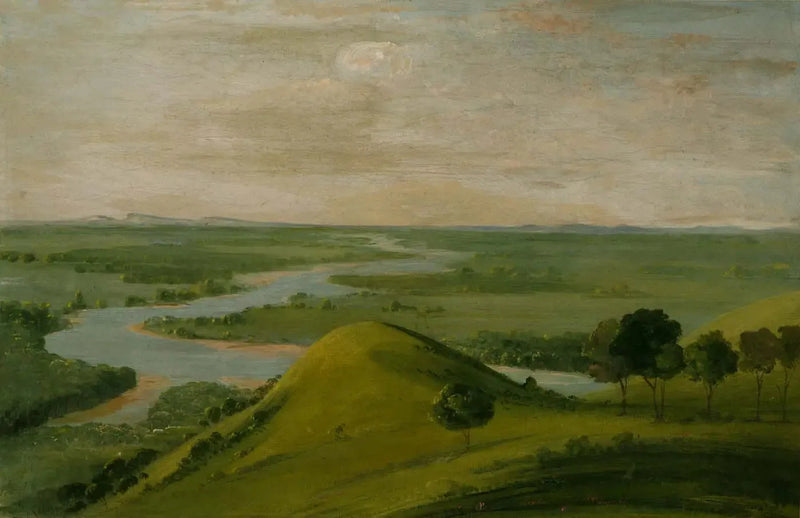 Utsikt över mötet mellan Röda floden och False Washita i Texas - George Catlin