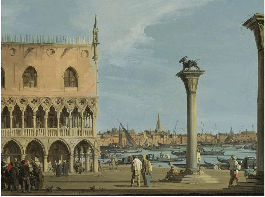 Vy över Piazzetta med sydvästvinkeln av Dogepalatset - Canaletto