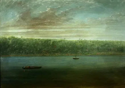 Utsikt över Amazons strand - Båtskiss - George Catlin