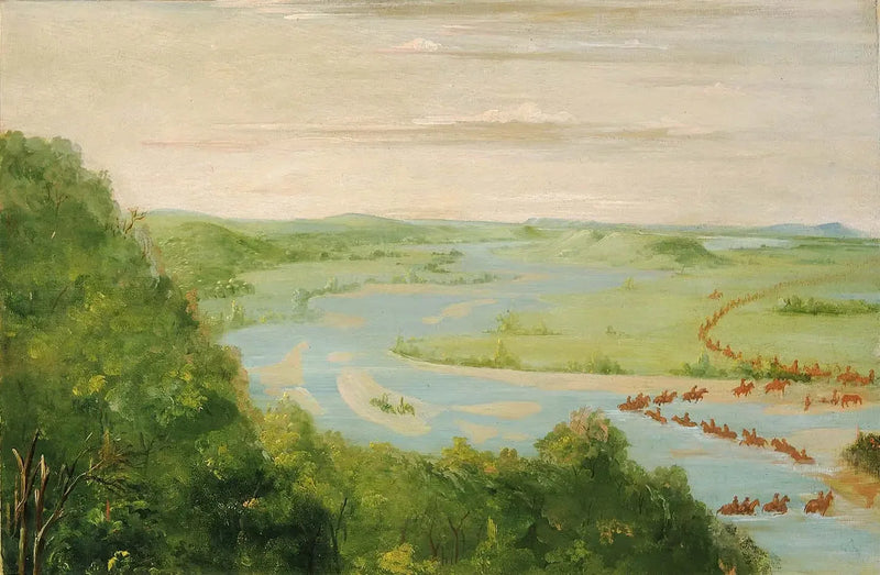 Utsikt över den kanadensiska floden, Dragoons Crossing - George Catlin