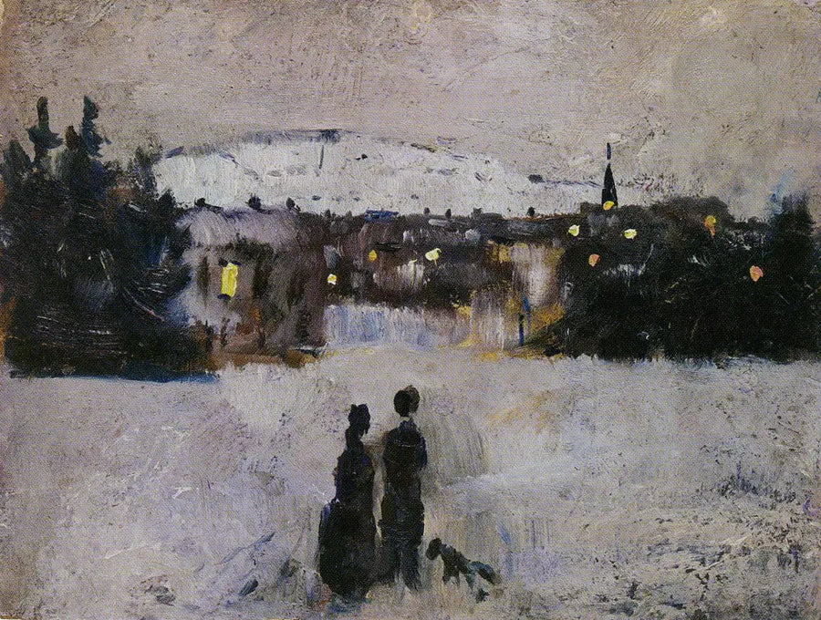 Utsikt över staden en vinterdag - Edvard Munch