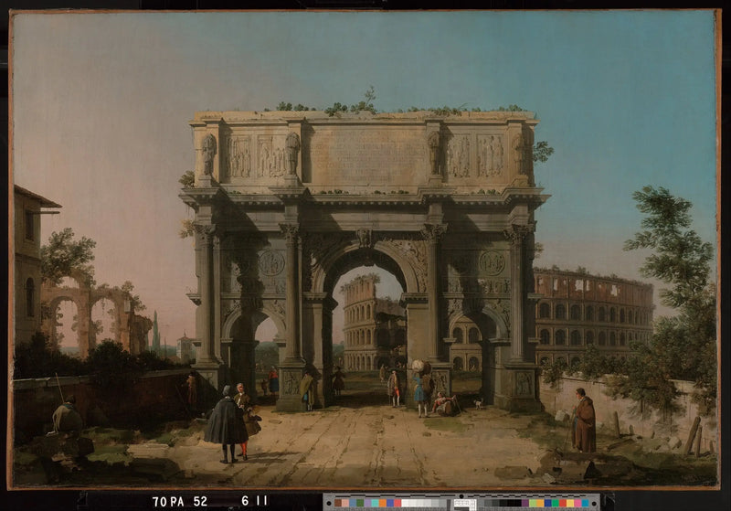Vy av Konstantins båge med Colosseum - Canaletto