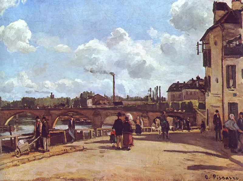 Utsikt över Pontoise Quai du Pothuis - Camille Pissarro