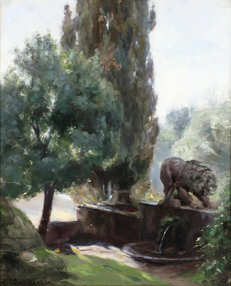 Utsikt från trädgårdarna vid Villa Borghese. - H. A. Brendekilde