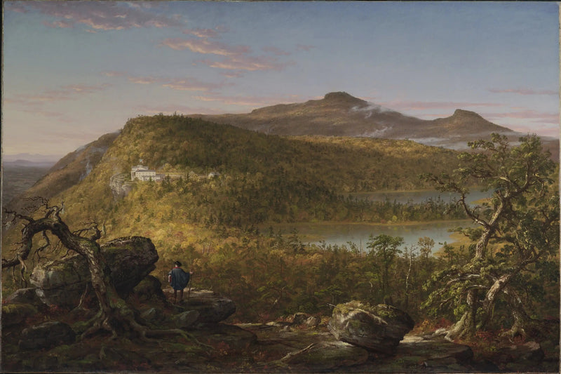 Utsikt över de två sjöarna och Mountain House, Catskill-bergen, morgon - Thomas Cole