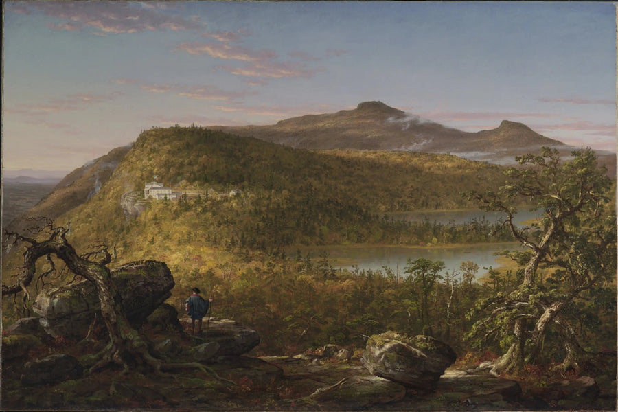 Utsikt över de två sjöarna och Mountain House, Catskill-bergen, morgon - Thomas Cole