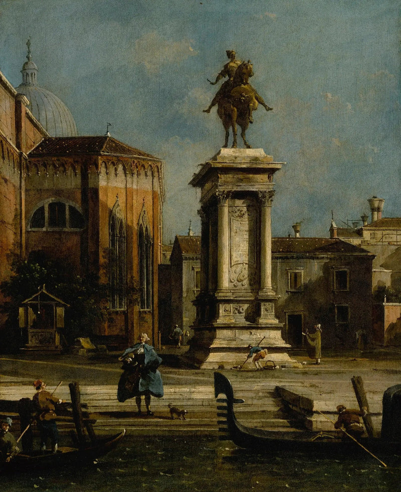 Vy av Santi Giovanni e Paolo och den riddarstaty av Bartolomeo Colleoni - Canaletto