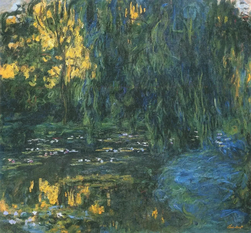 Vy över näckrosdammen med pil - Claude Monet