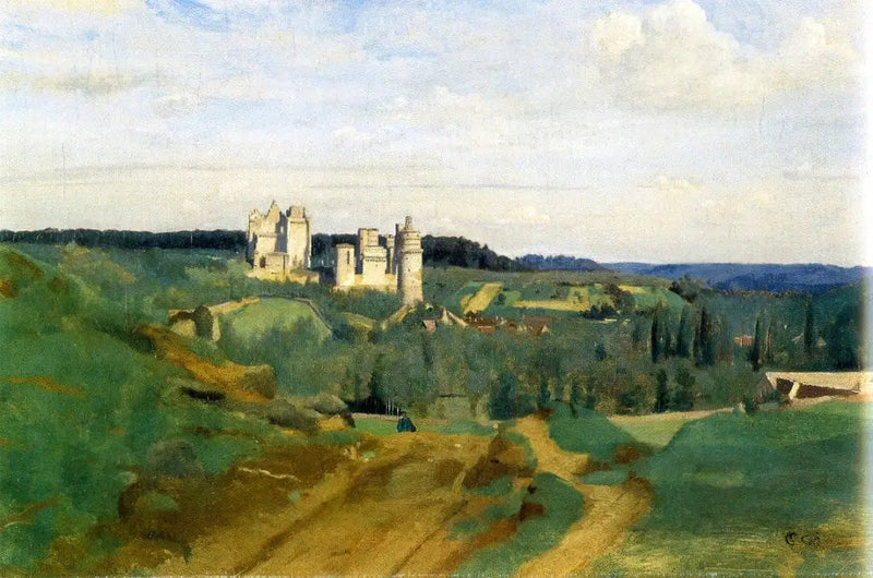 Vy av Pierrefonds-slottet - Jean-Baptiste Camille Corot