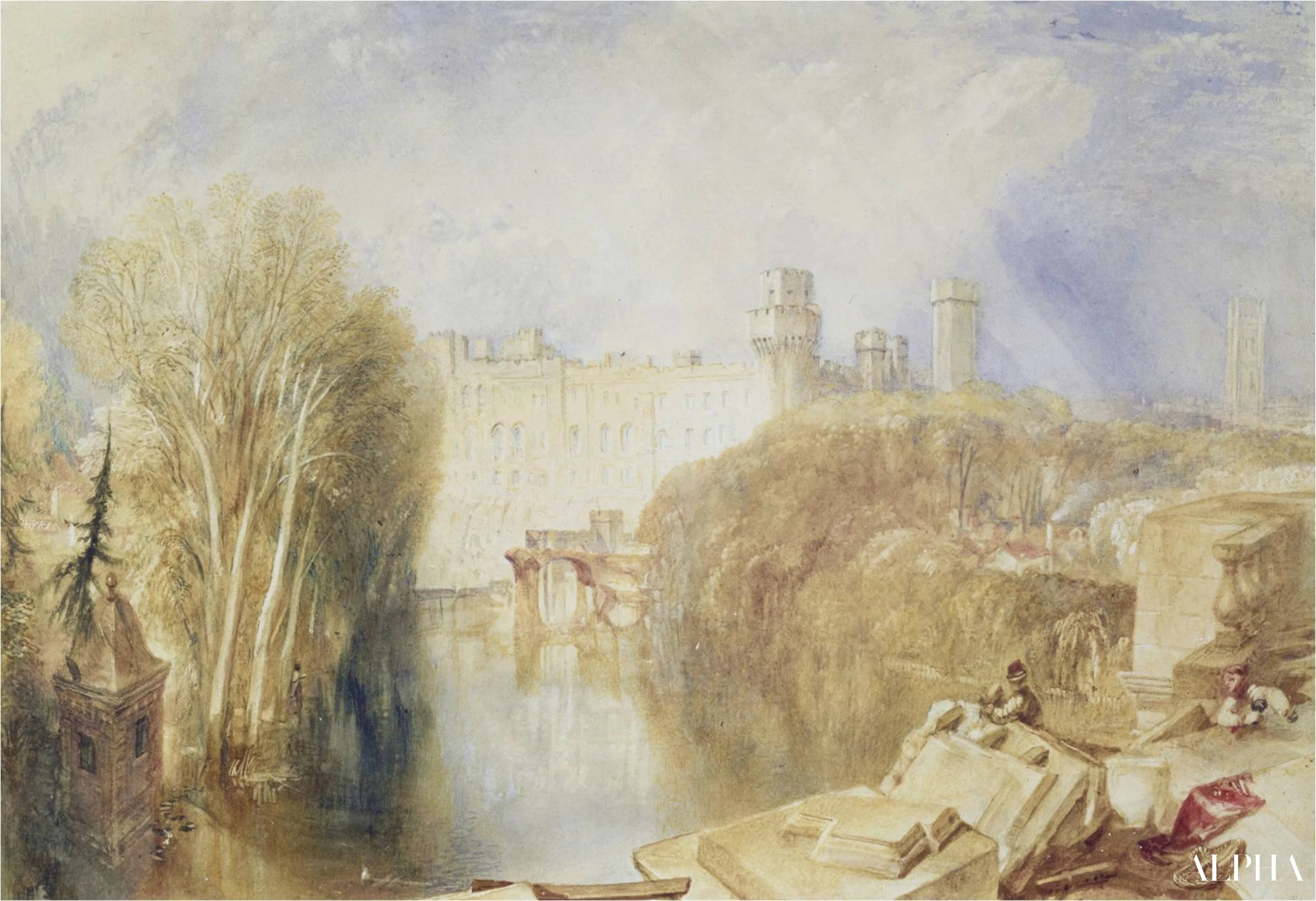 Vue du château de Warwick - William Turner - Reproductions de tableaux et peintures haut de gamme