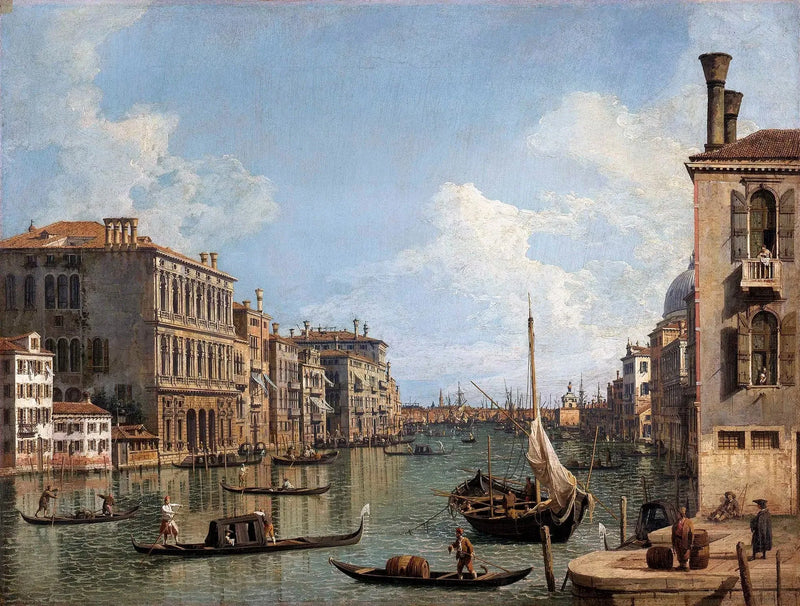Vy av Grand Canal mot Douane-spetsen - Canaletto