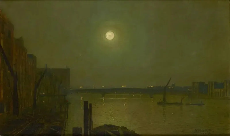 Vy över Southwark-bron på natten - John Atkinson Grimshaw