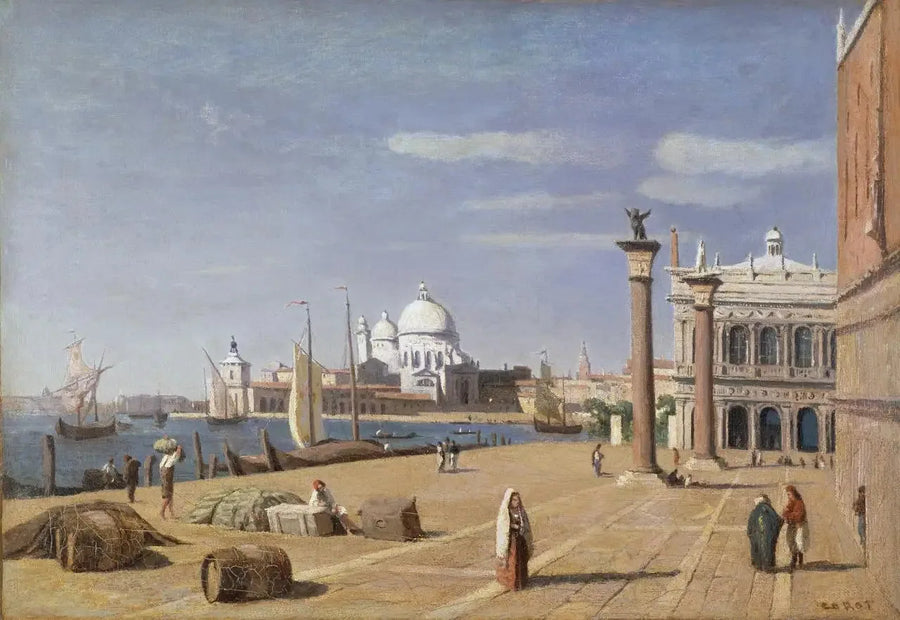 Vy av kajen vid Schiavoni - Jean-Baptiste Camille Corot