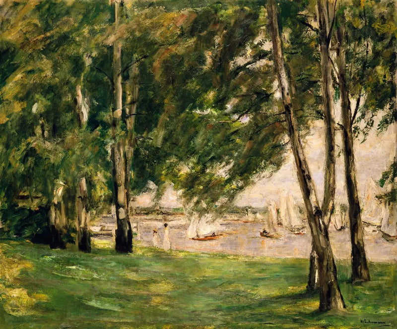 Vy över Wannsee med segelbåtar - Max Liebermann
