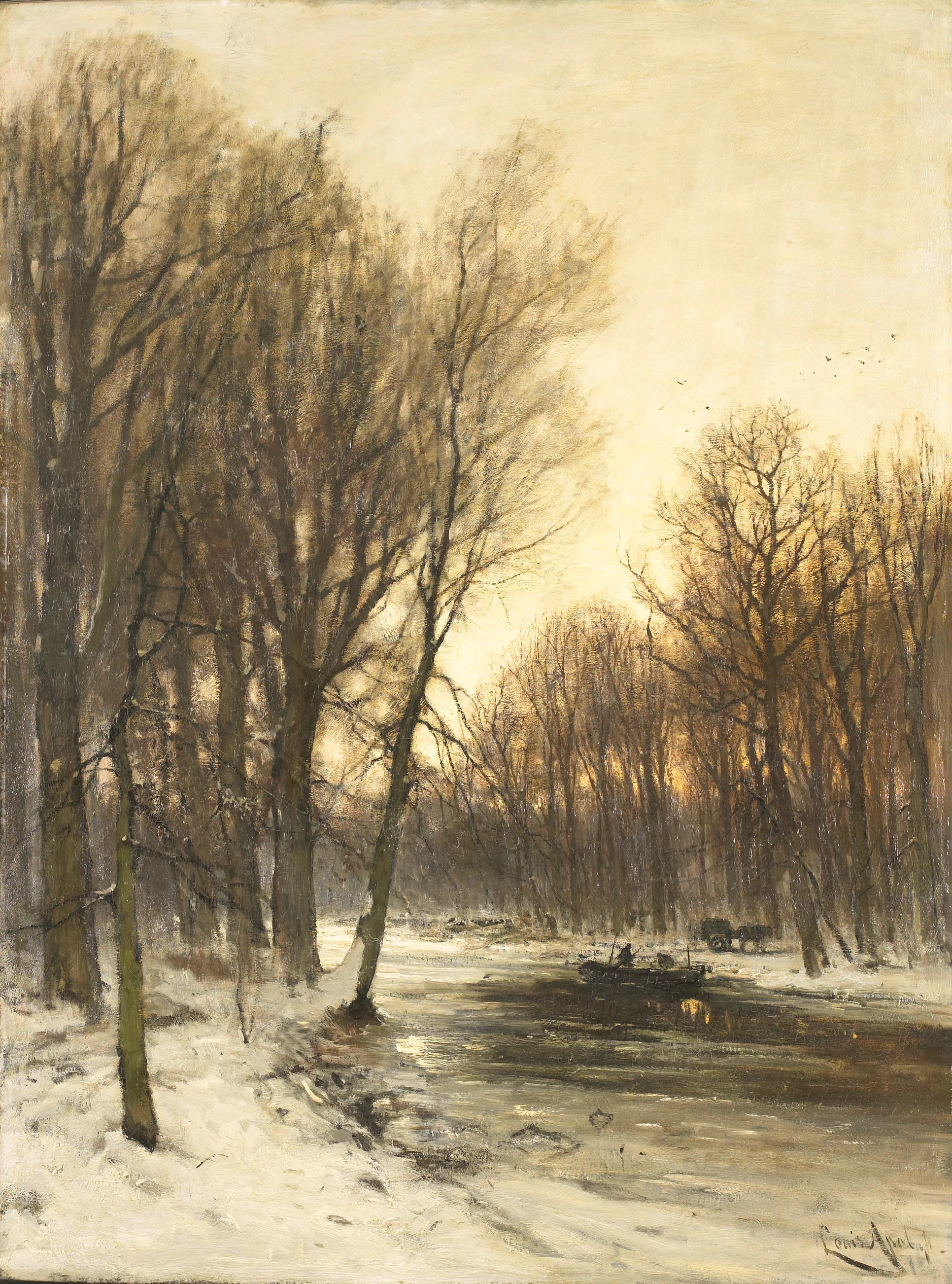 Vue d'une forêt enneigée l'après-midi - Louis Apol