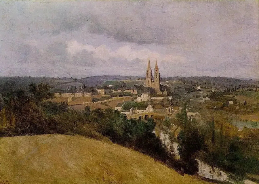 Allmän översikt av staden Saint-Lô - Jean-Baptiste Camille Corot