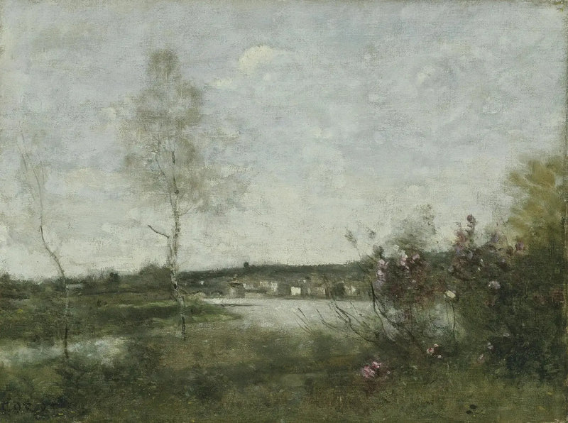 Fjärrvy av Corbeil, morgon - Jean-Baptiste Camille Corot