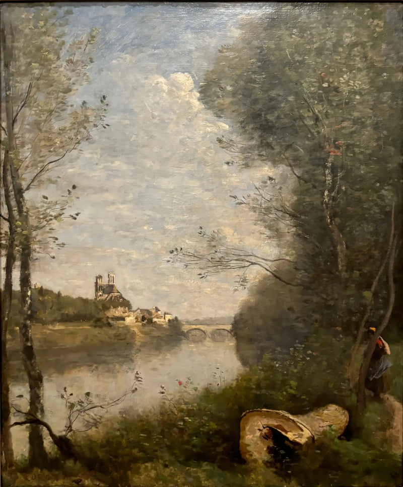 Fjärrvy av Mantes katedral - Jean-Baptiste Camille Corot