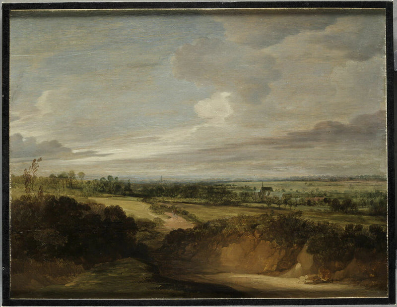 Vue de plaine avec talus au premier plan - Lodewijck de Vadder