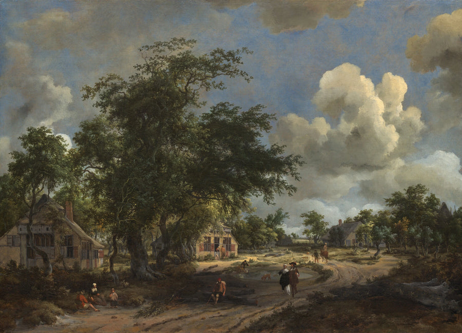 Une vue sur une grande route - Meindert Hobbema
