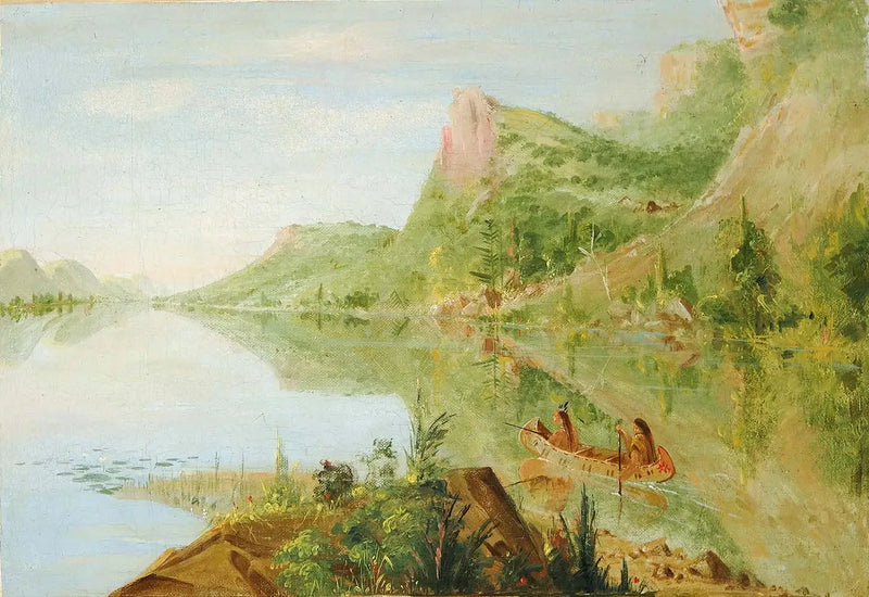 Utsikt över Wisconsin-floden, Winnebago Shooting Ducks - George Catlin