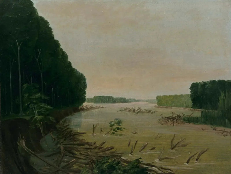 Utsikt över Missouri, flodbankerna kollapsar, 966 kilometer ovanför Saint Louis - George Catlin