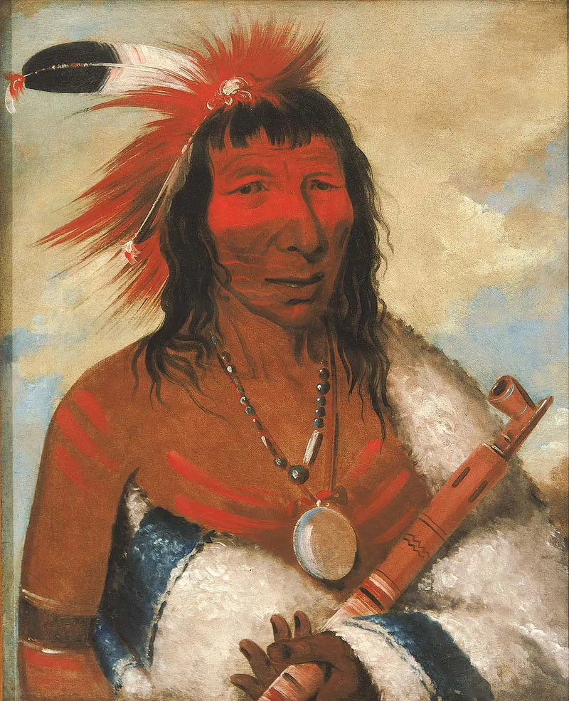 Wá-nah-de-túnk-ah, Grand Aigle (eller Chien Noir), ledare för gänget O-hah-kas-ka-toh-y-an-te - George Catlin