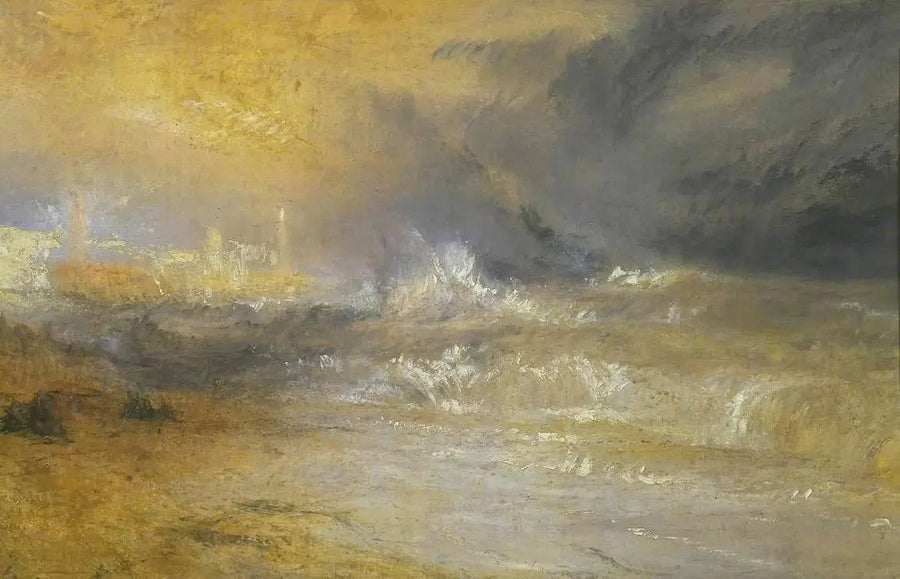 Vågor som bryter mot en läsida vid Margate (Studie för 'Rockets and Blue Lights') - J. M. W. Turner