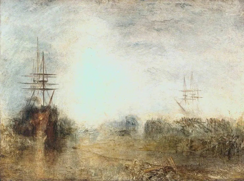 Valfångare (kokande späck) fast i felaktig is, som försöker frigöra sig själva - J. M. W. Turner