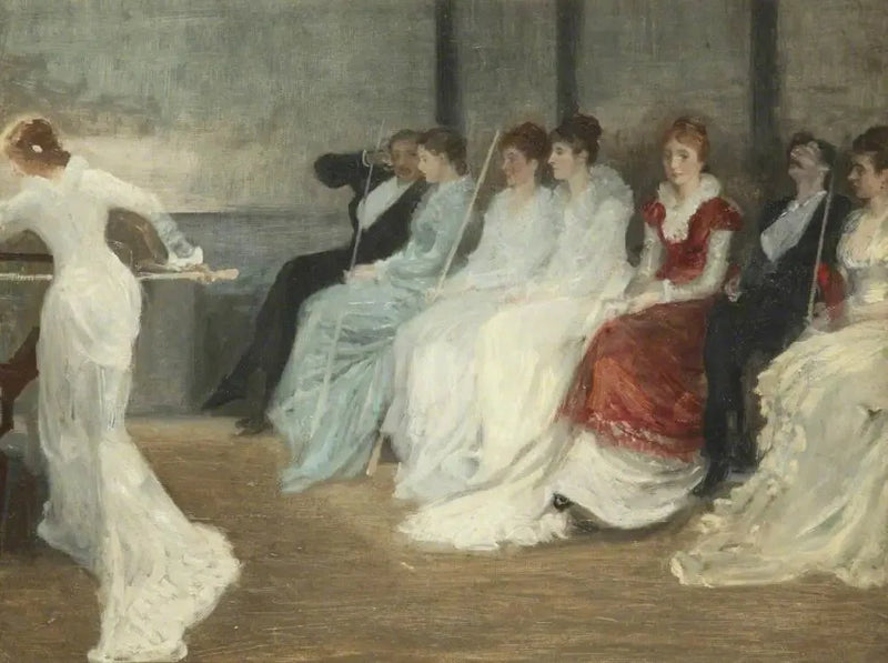 Whistler och familjen Leyland i biljardsalen, Speke Hall - James Abbott McNeill Whistler