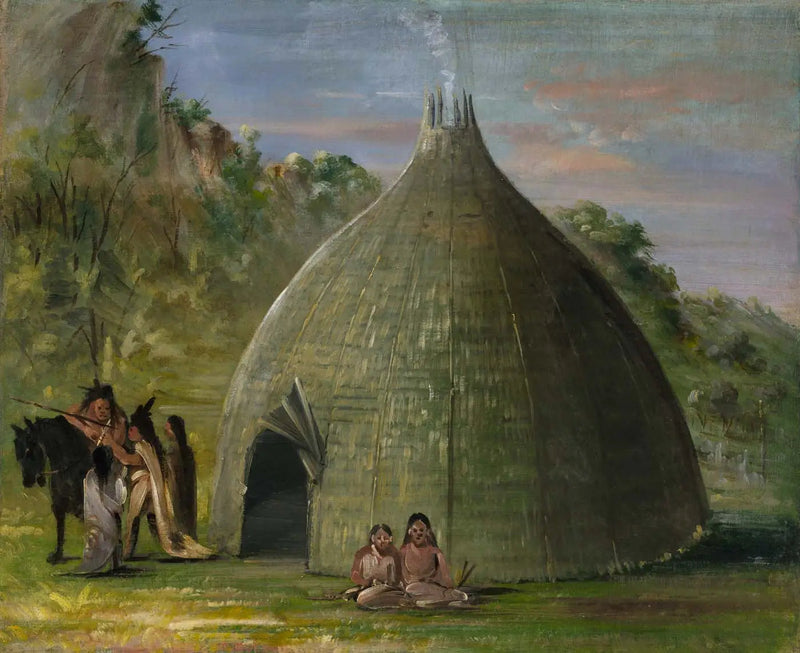 Wichita Lodge, halmtak med ängsgräs - George Catlin