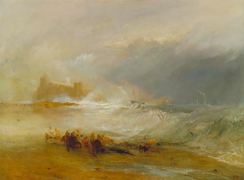 Vrakare -- Kusten av Northumberland, med en ångbåt som hjälper ett fartyg utanför kusten - J. M. W. Turner