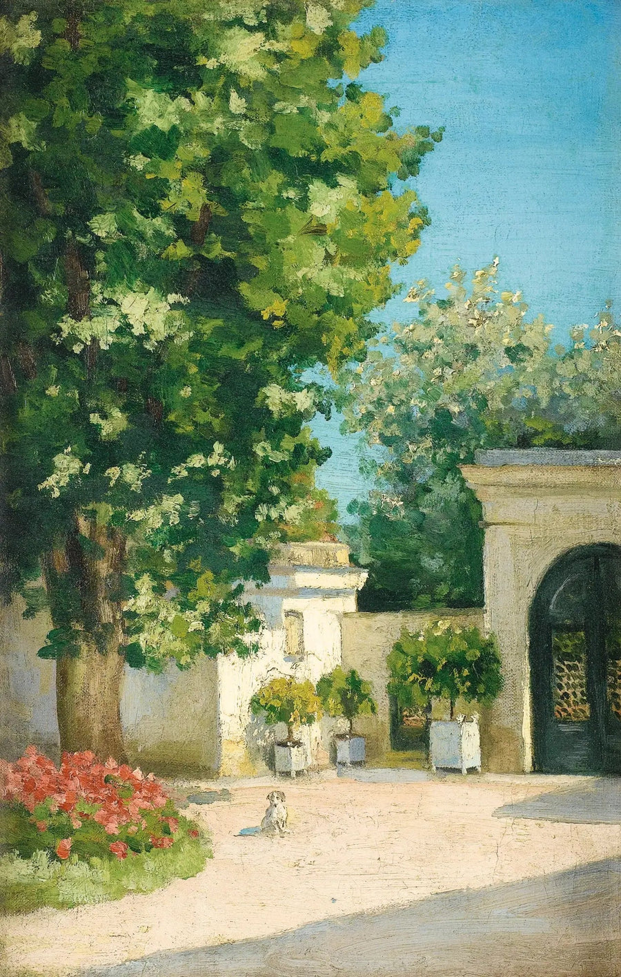 Yerrès. Från exedern, portiken till familjens hem - Gustave Caillebotte