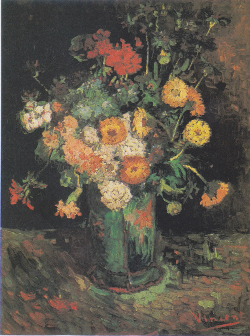 Zinnior och pelargoner i en vas - Vincent van Gogh