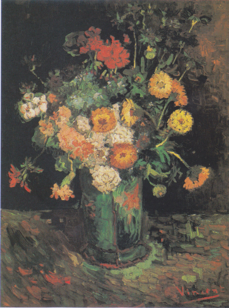 Zinnior och pelargoner i en vas - Vincent van Gogh